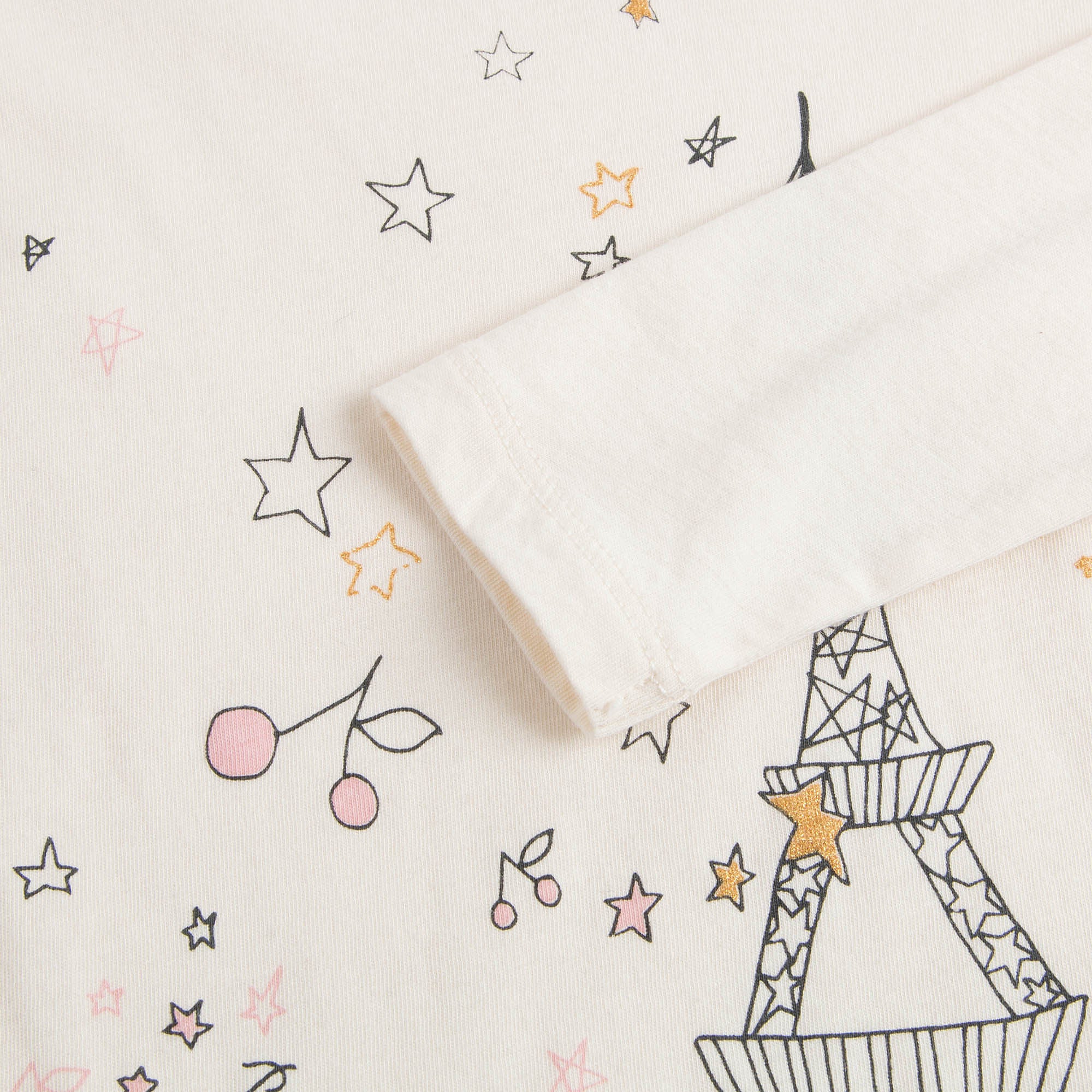 Girls Beige Cotton Eiffel Printed Trims T-Shirt - CÉMAROSE | Children's Fashion Store - 5