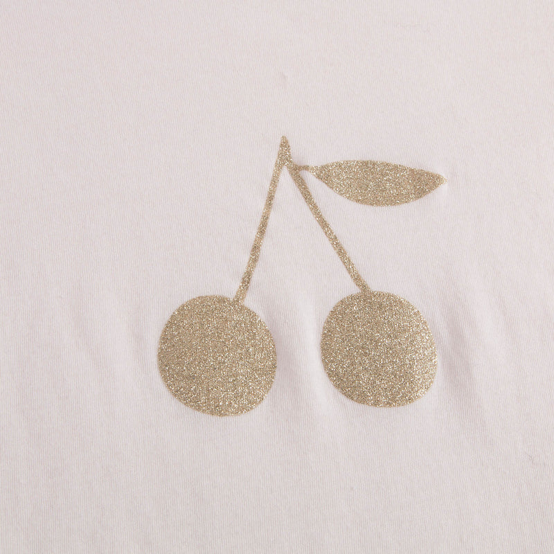 Girls Pale Pink Cotton Gold Cherry Trims T-Shirt - CÉMAROSE | Children's Fashion Store - 3