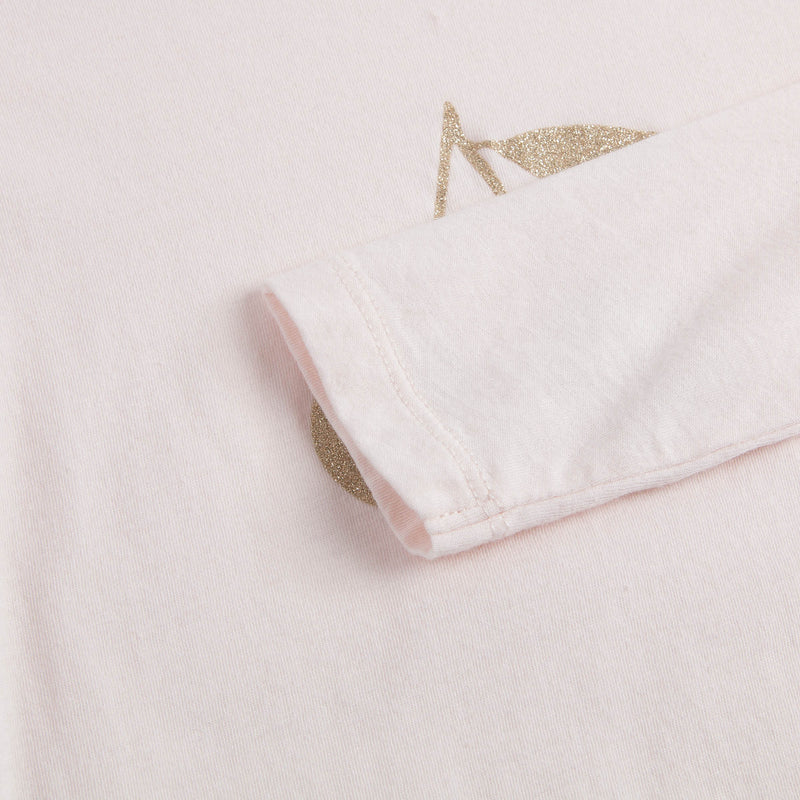 Girls Pale Pink Cotton Gold Cherry Trims T-Shirt - CÉMAROSE | Children's Fashion Store - 5