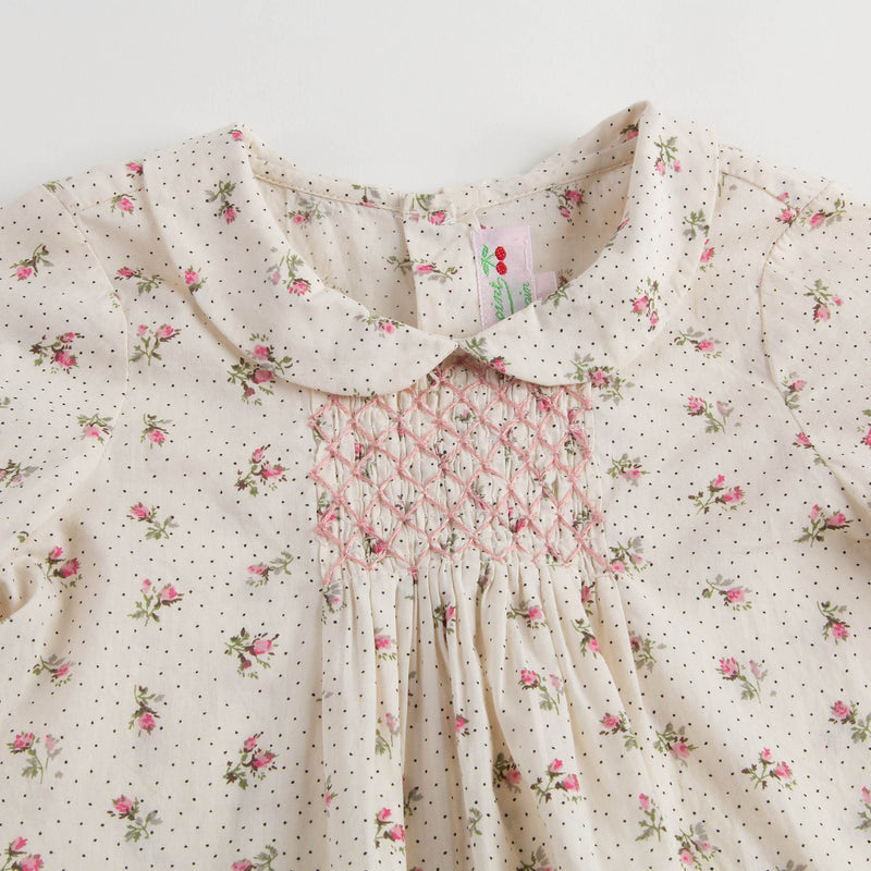 Baby Girls Dusky Pink Allover Flower Printed Trims Blouse - CÉMAROSE | Children's Fashion Store - 3
