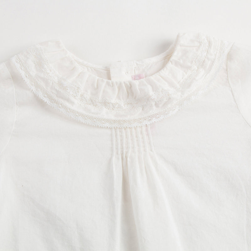 Baby Girls White Cotton Ruflled Collar Blouse - CÉMAROSE | Children's Fashion Store - 3