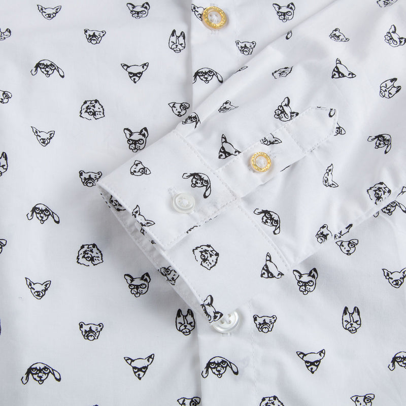 Baby Boys White Allover Printed Trims Cotton Shirt - CÉMAROSE | Children's Fashion Store - 4