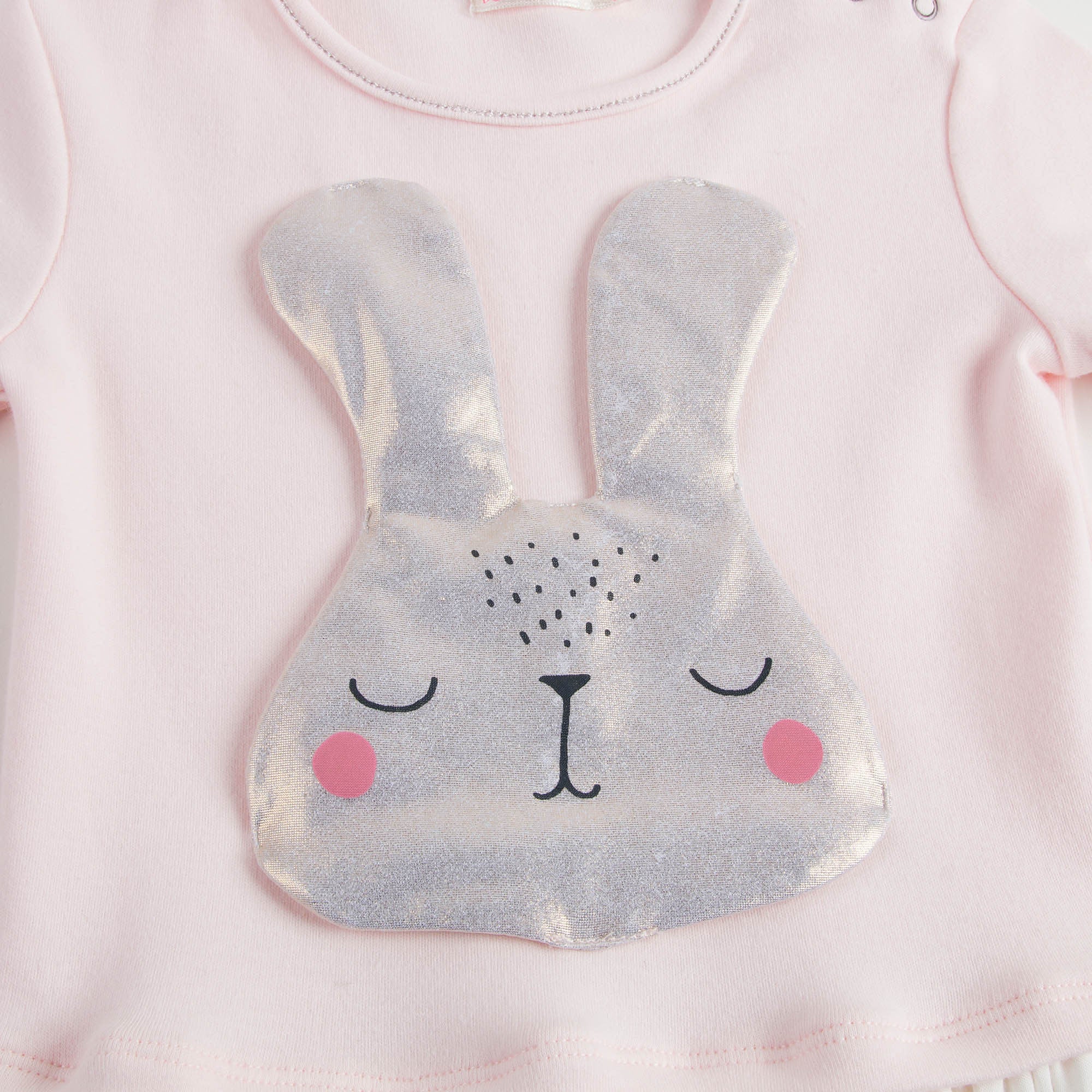Baby Girls Pink Patch Bunny Trims Cotton Dress - CÉMAROSE | Children's Fashion Store - 3