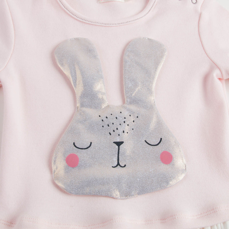 Baby Girls Pink Patch Bunny Trims Cotton Dress - CÉMAROSE | Children's Fashion Store - 3