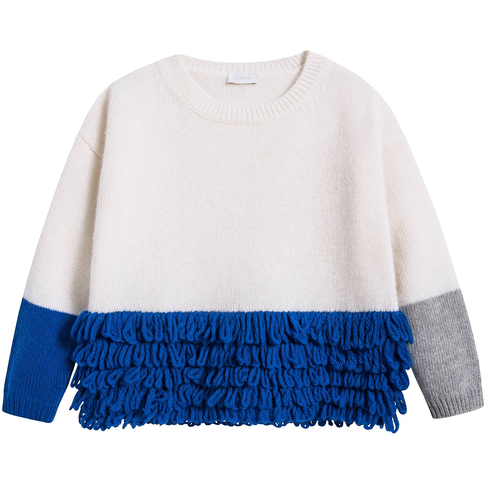 Girls Milk & Blue Wool Sweater
