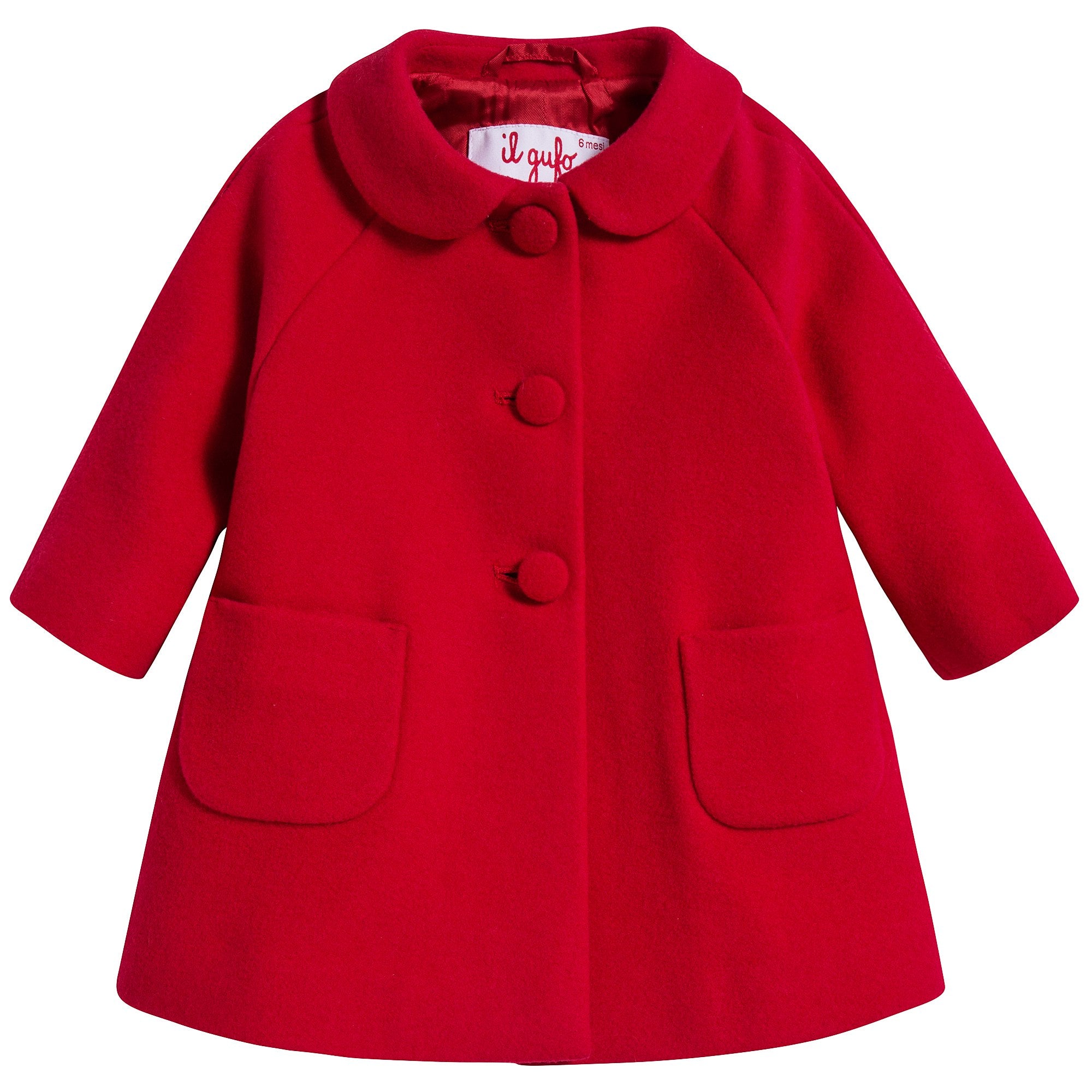 Girls Red Carnation Wool Coat