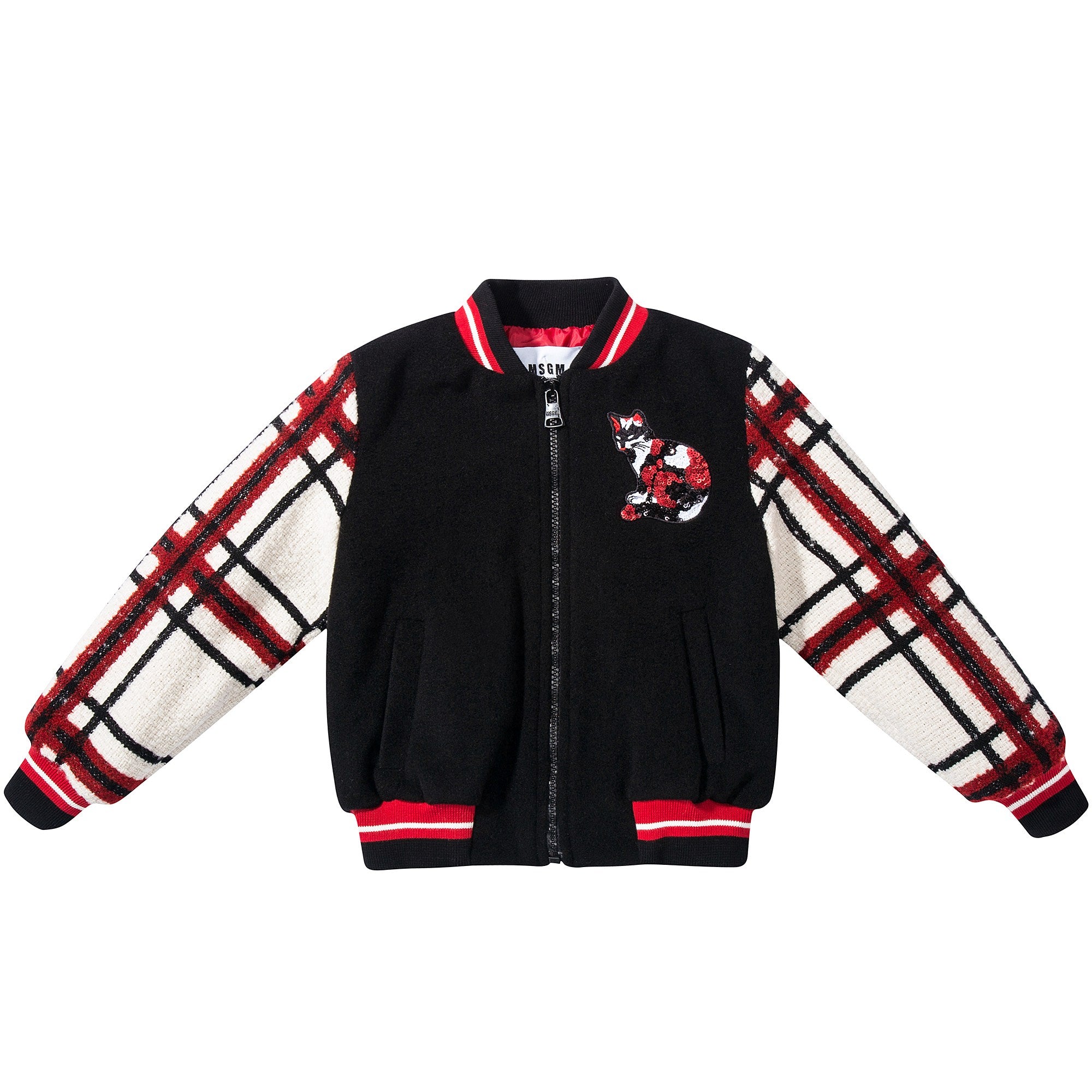 Girls  Black  Tartan Wool Jacket
