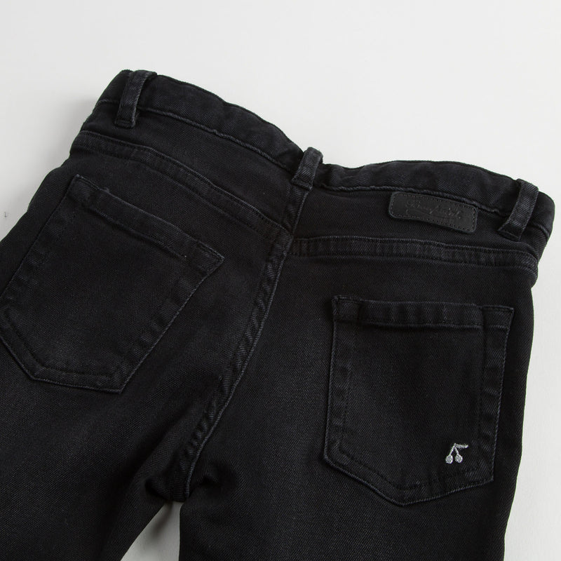 Girls Black Cotton Jersey Jeans - CÉMAROSE | Children's Fashion Store - 3