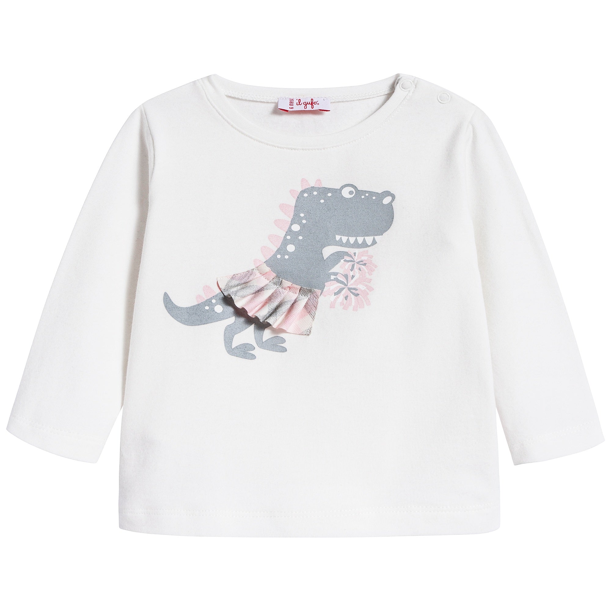 Baby Girls Milk & Pink Cotton T-shirt