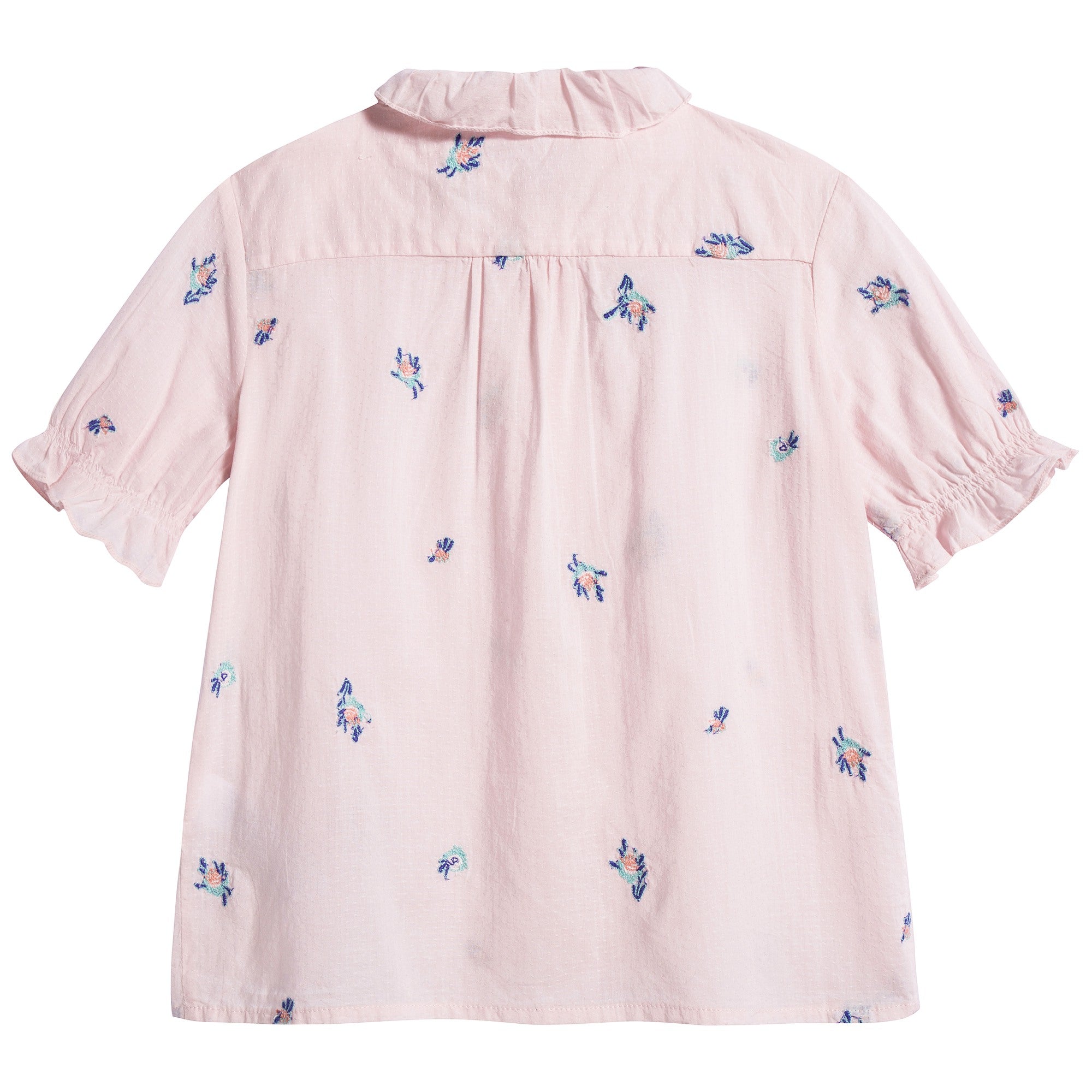女童浅粉色碎花衬衫