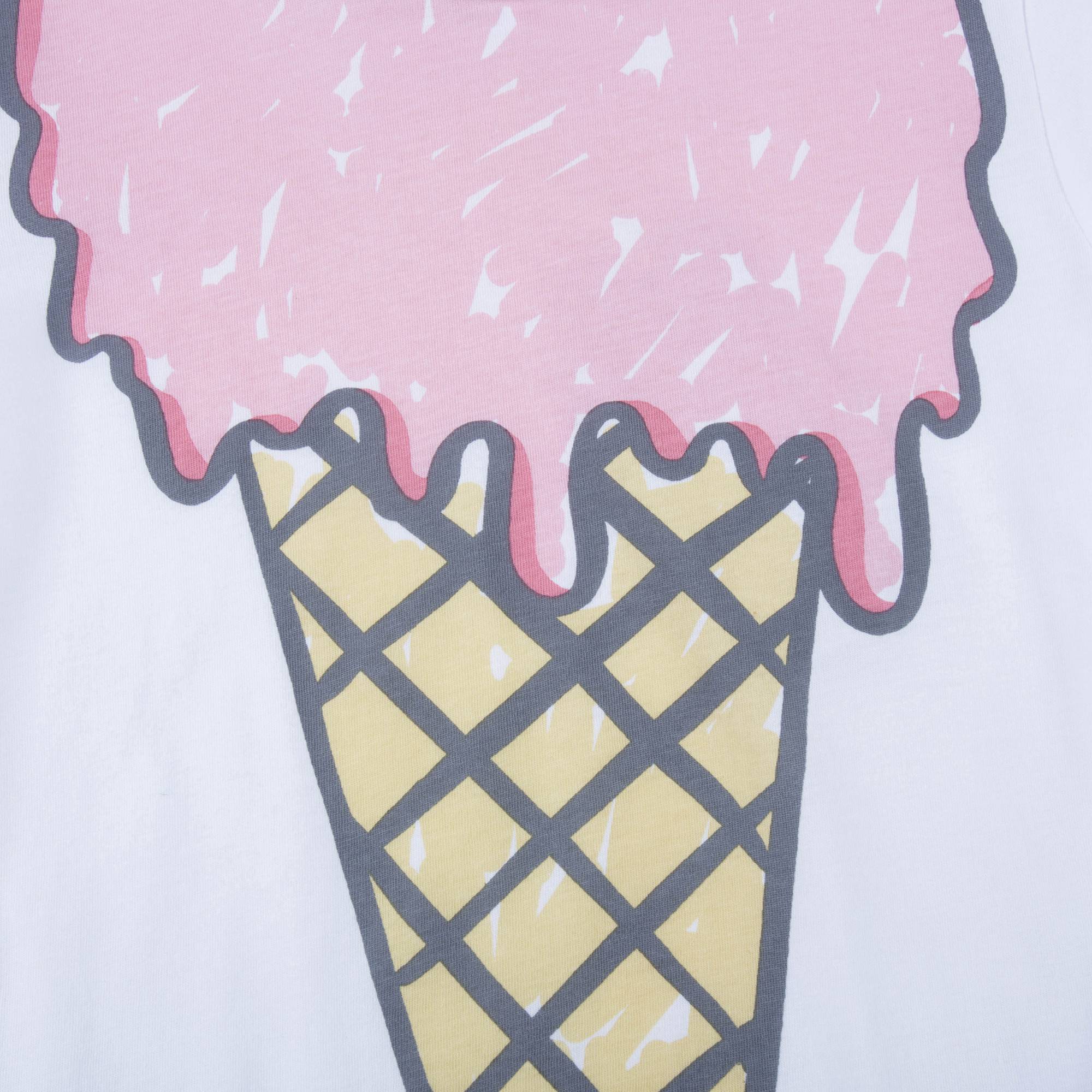 Girls White Icecream Printed T-shirt