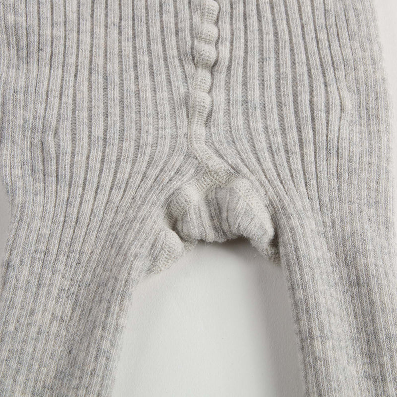 Girls Light Blue Cotton Ribbed Tights - CÉMAROSE | Children's Fashion Store - 6