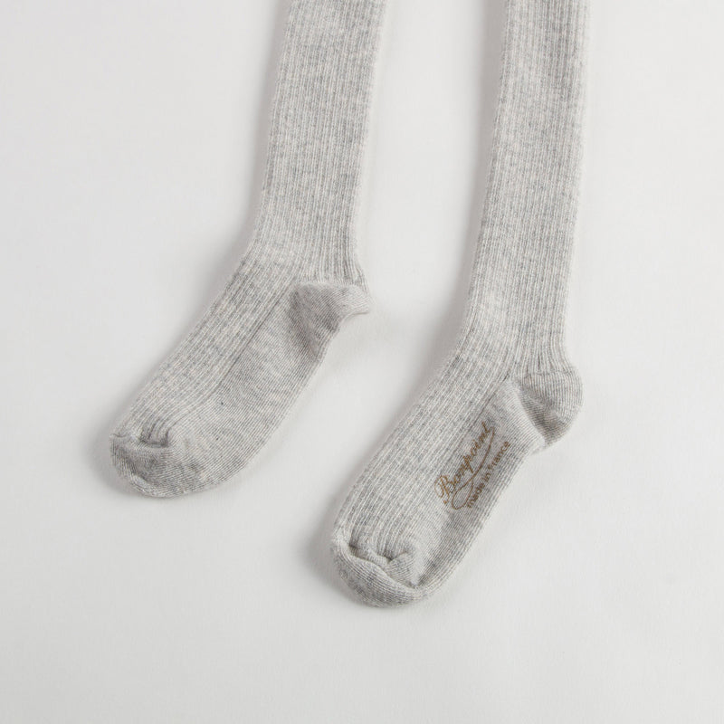 Girls Light Blue Cotton Ribbed Tights - CÉMAROSE | Children's Fashion Store - 4