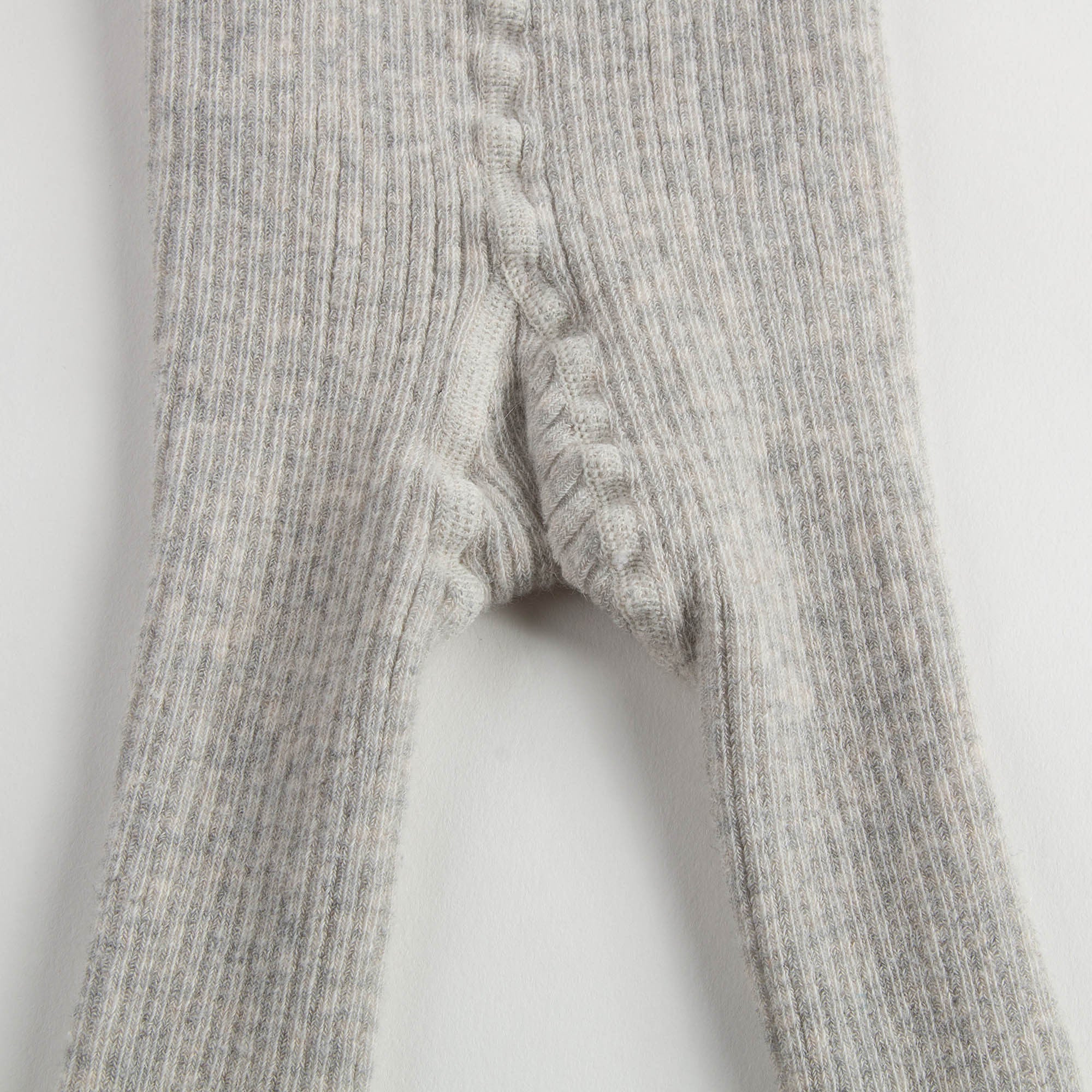 Baby Girls Light Grey Cotton Ribbed Tights - CÉMAROSE | Children's Fashion Store - 6