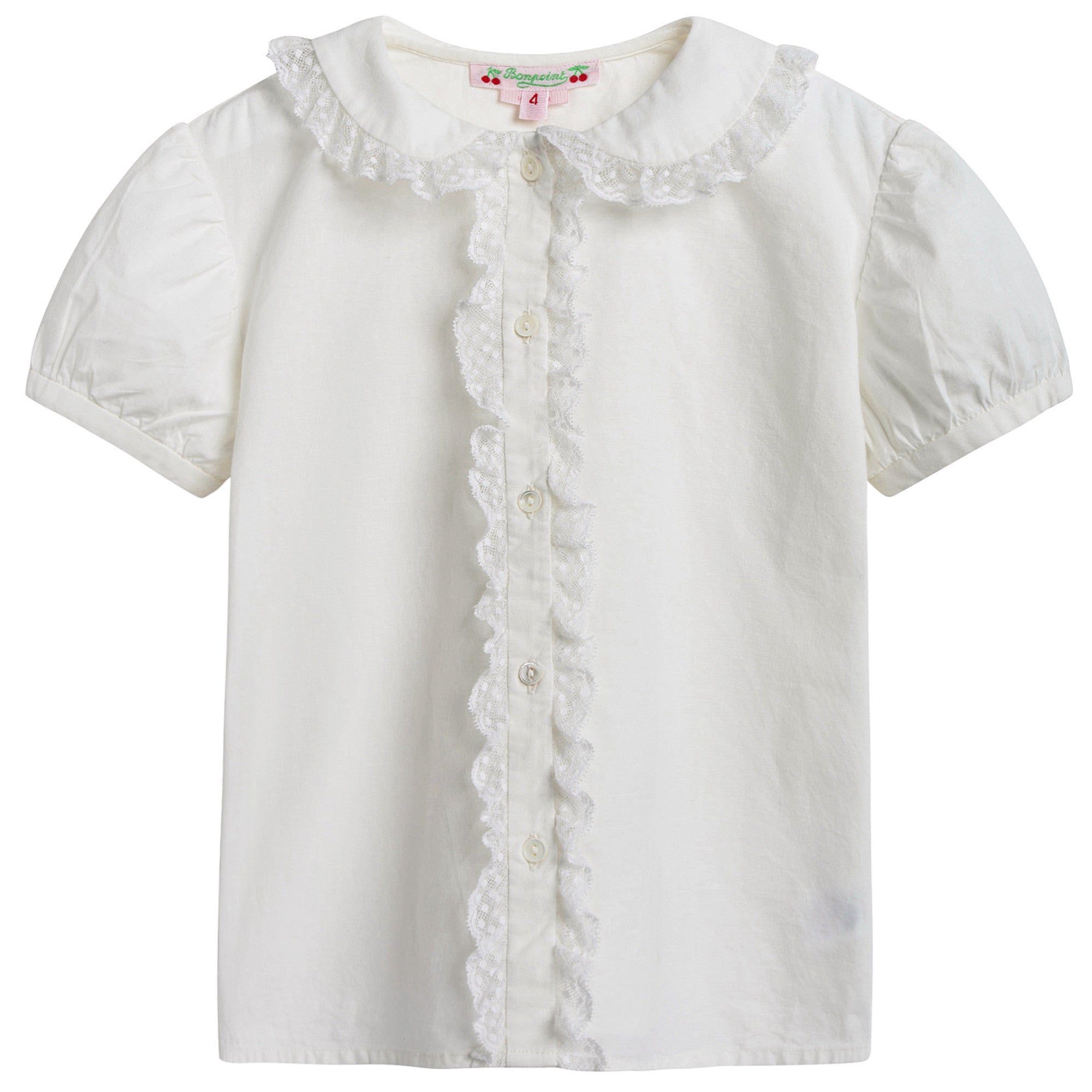 女大童白色蕾丝边衬衫