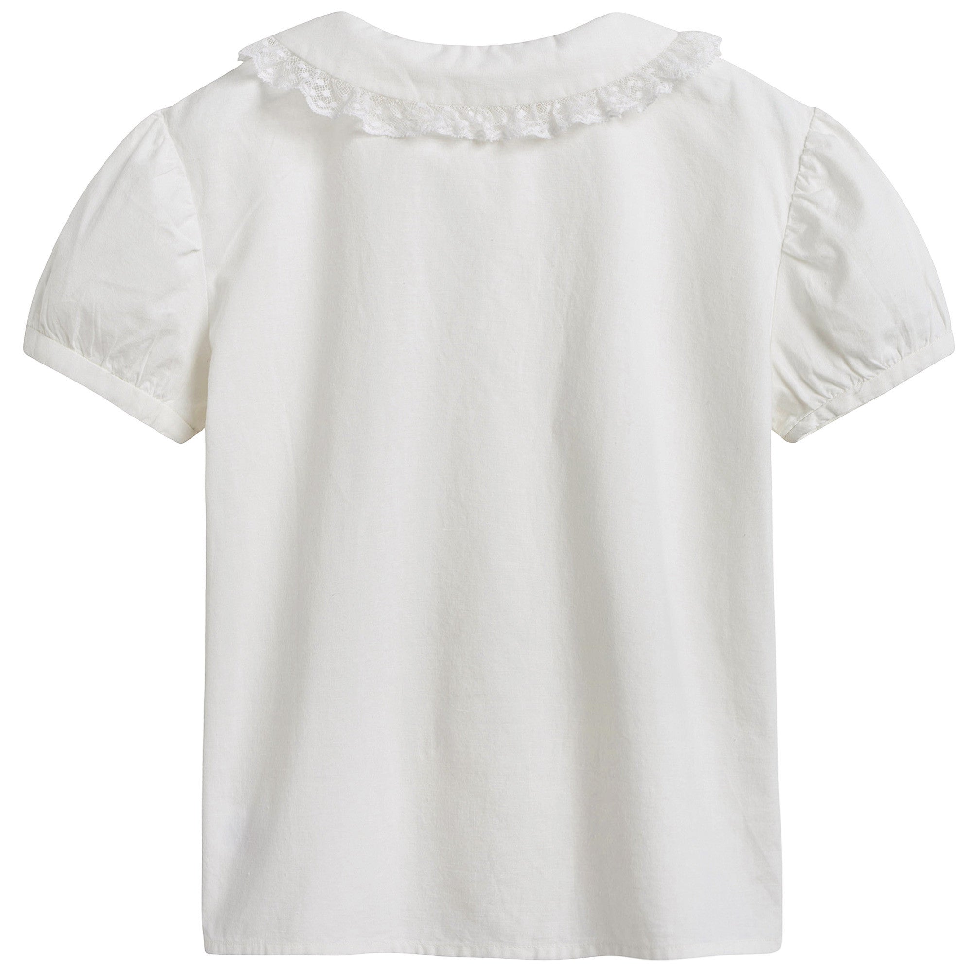 女大童白色蕾丝边衬衫