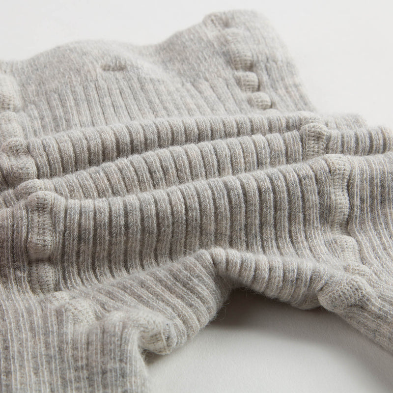 Baby Girls Light Grey Cotton Ribbed Tights - CÉMAROSE | Children's Fashion Store - 3