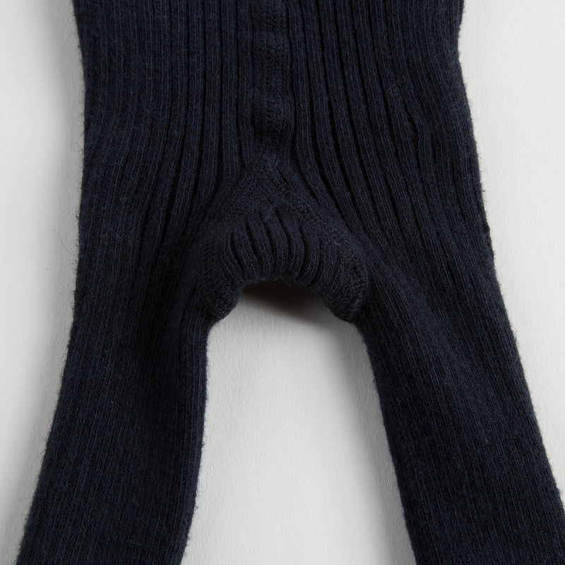 Baby Girls Navy Blue Cotton Ribbed Tights - CÉMAROSE | Children's Fashion Store - 6