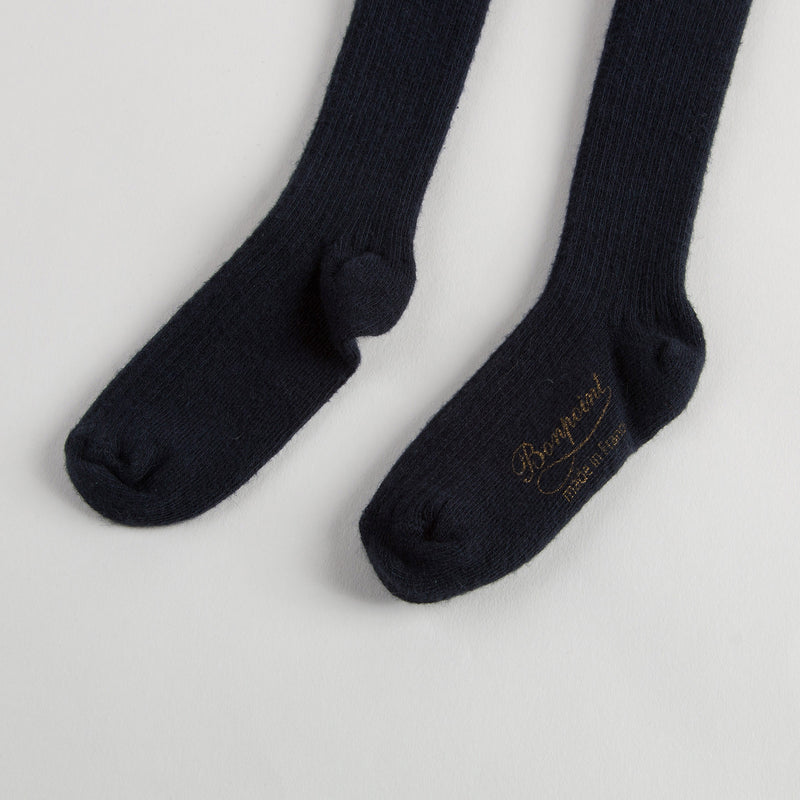 Baby Girls Navy Blue Cotton Ribbed Tights - CÉMAROSE | Children's Fashion Store - 4