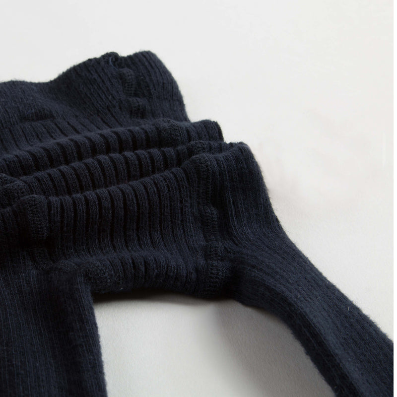 Baby Girls Navy Blue Cotton Ribbed Tights - CÉMAROSE | Children's Fashion Store - 3