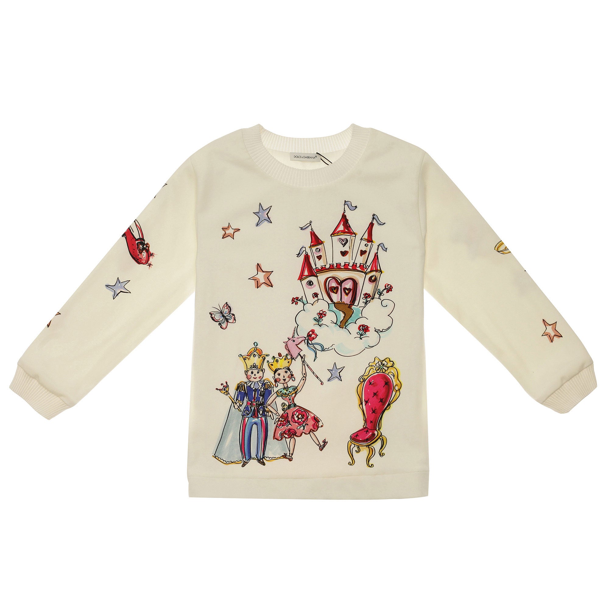 Girls White King & Queen Printed Sweatshirt - CÉMAROSE | Children's Fashion Store - 2