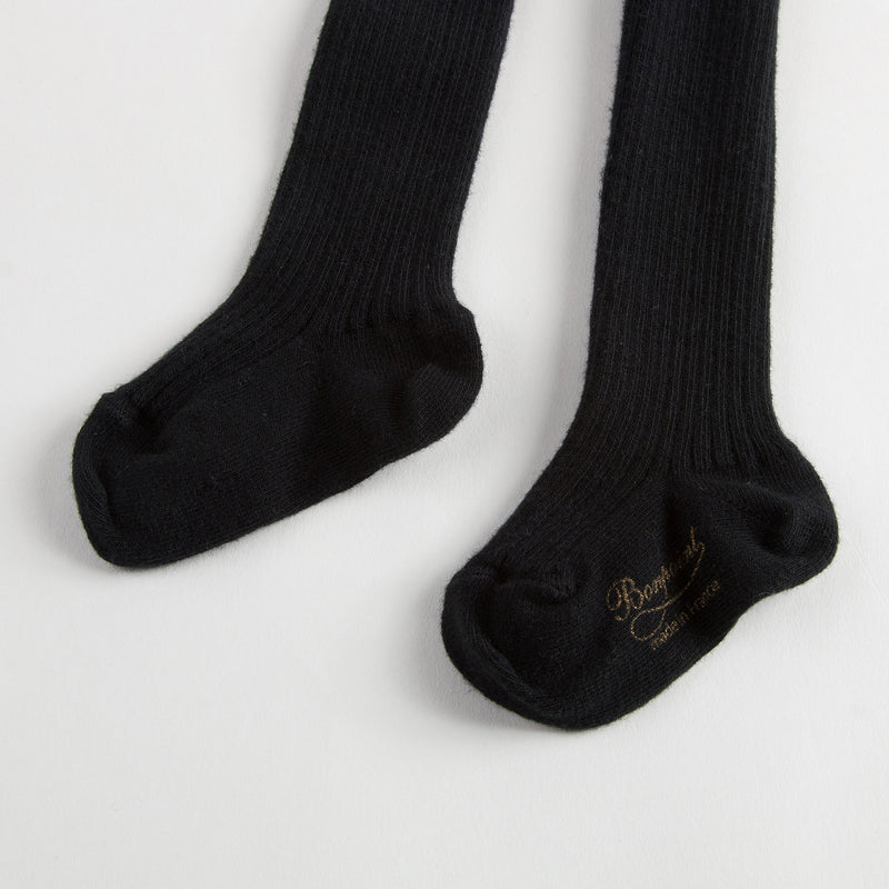Baby Girls Black Cotton Tights - CÉMAROSE | Children's Fashion Store - 3