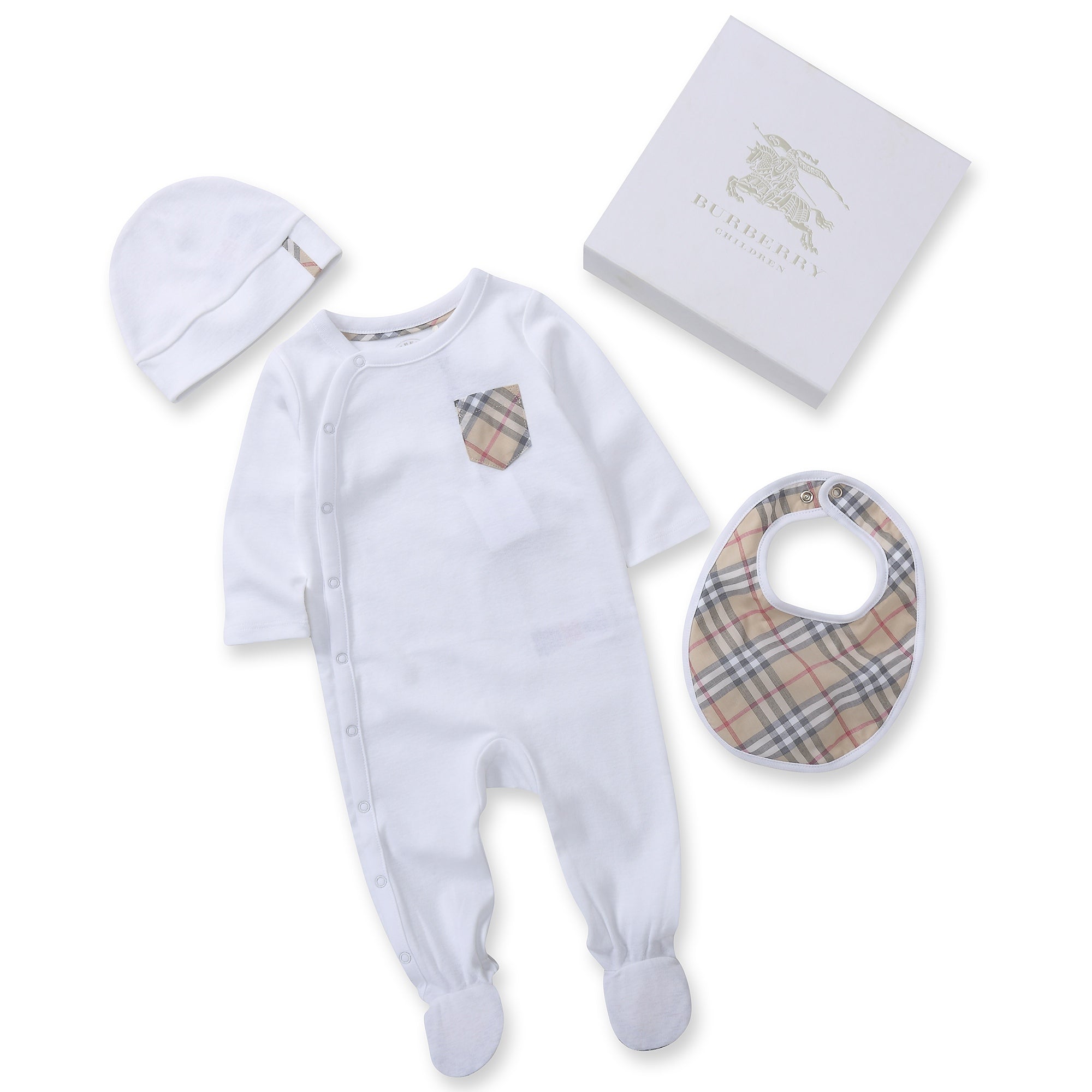 Baby White Cotton Babysuit Set