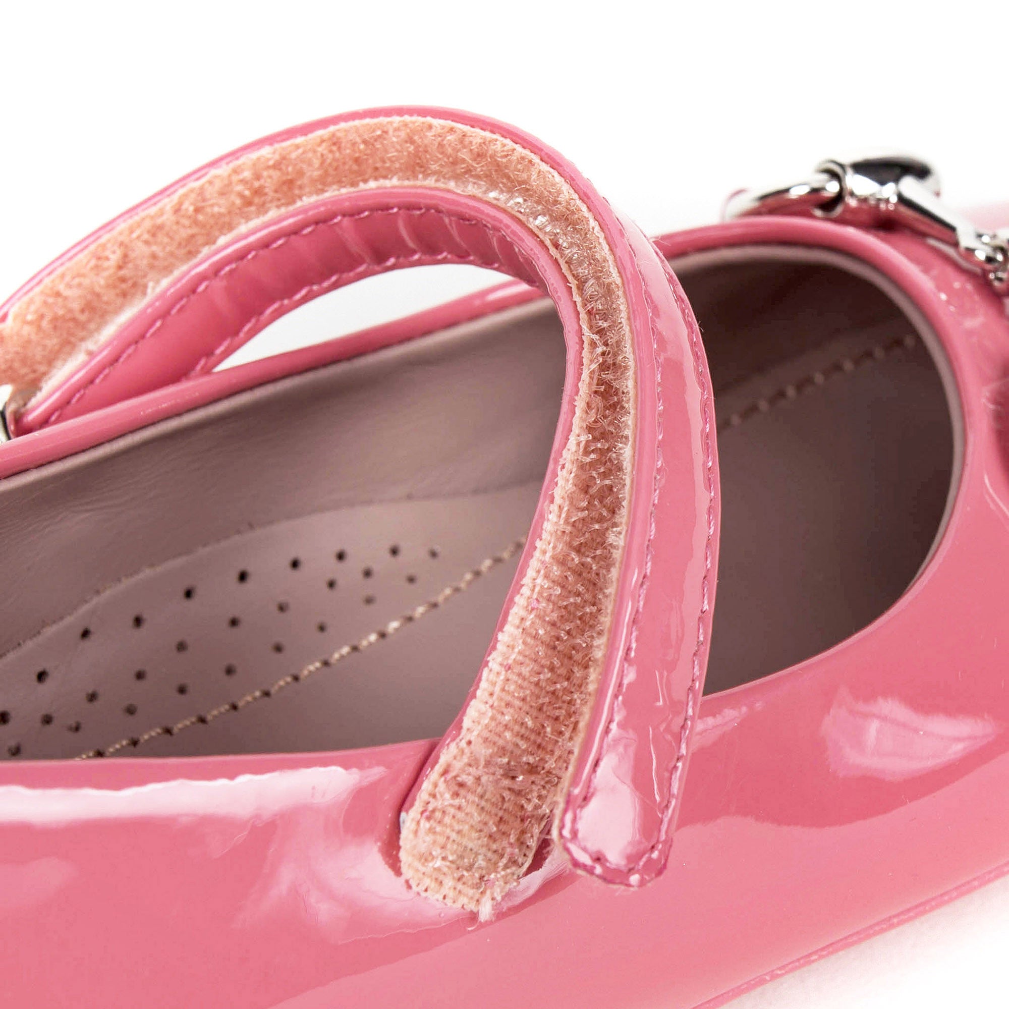 Girls Pink Patent Leather Horsebit Shoes