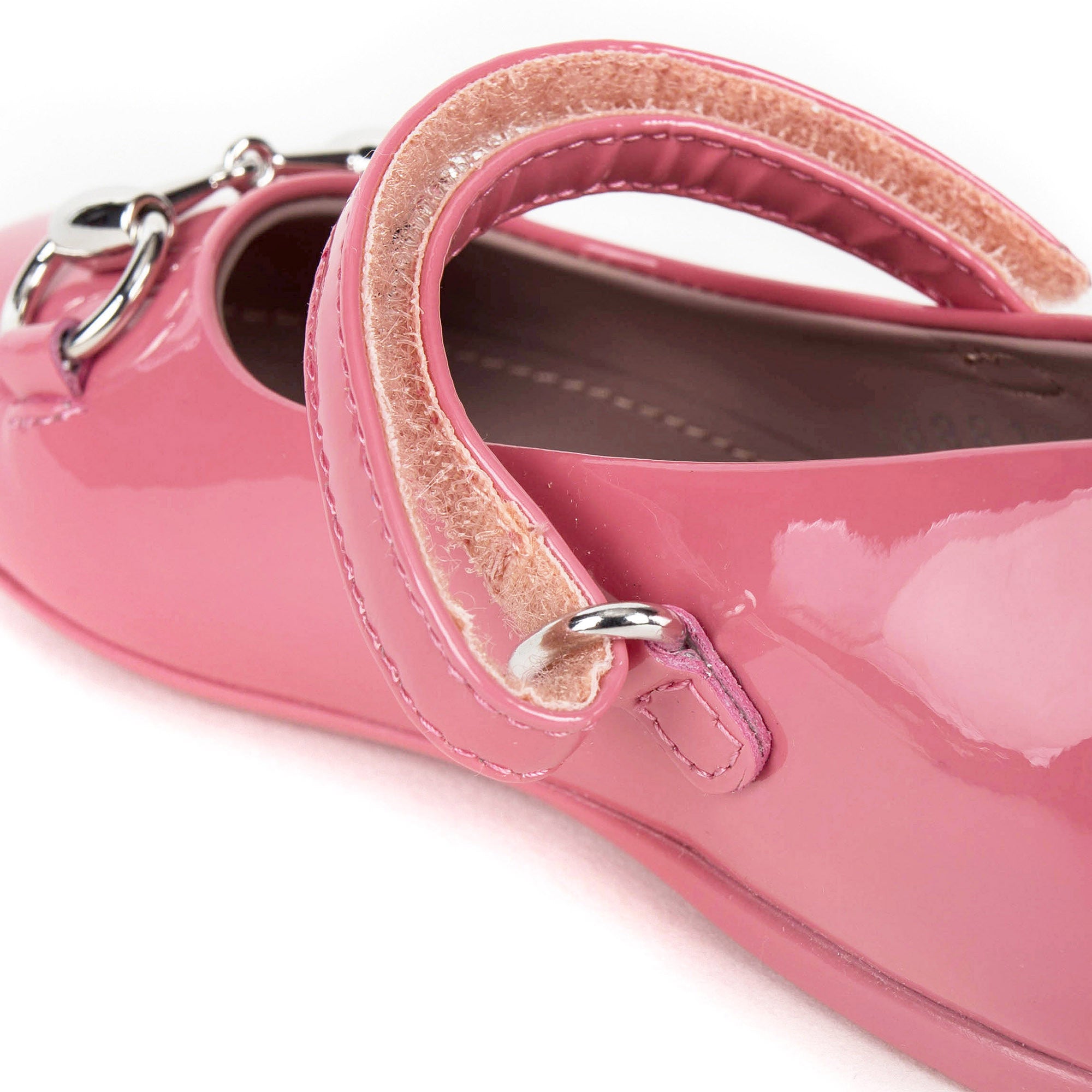 Girls Pink Patent Leather Horsebit Shoes