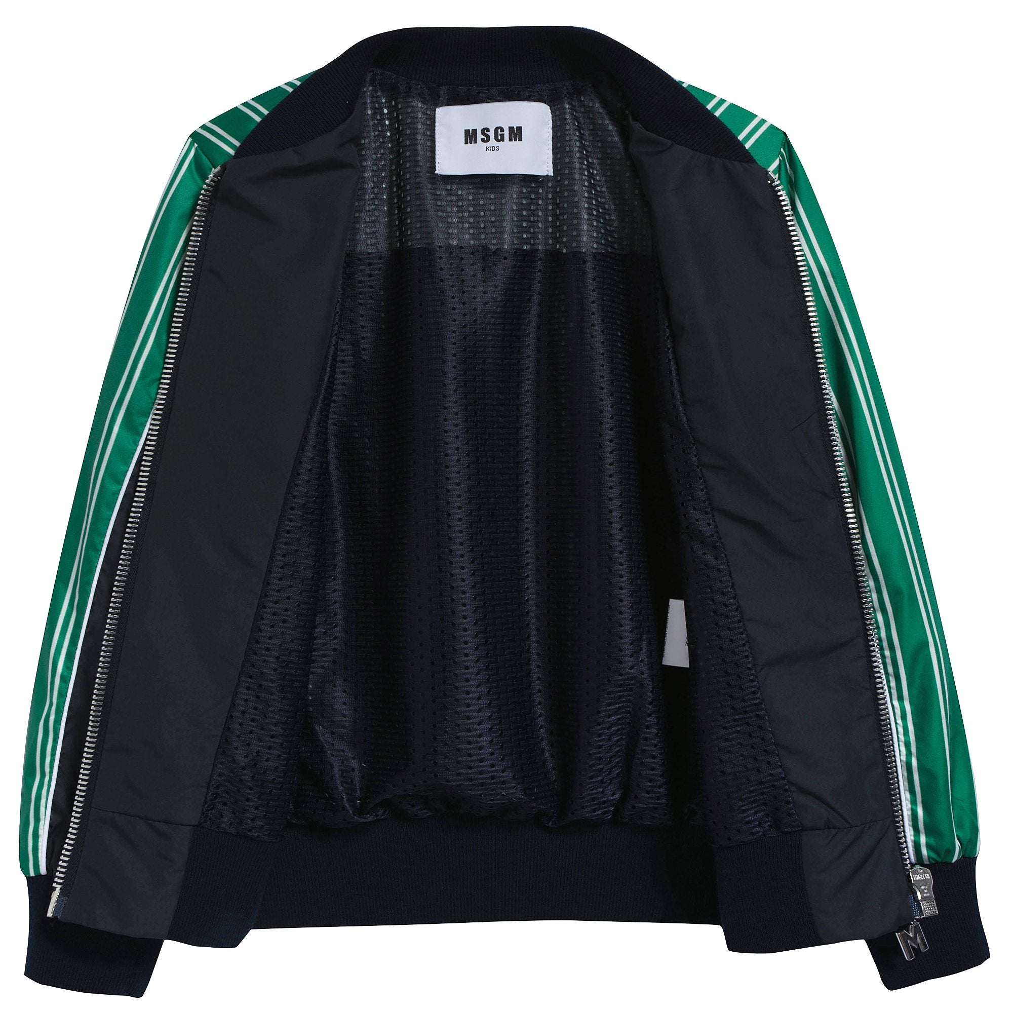 Boys Black & Green Nylon Bomber Jacket
