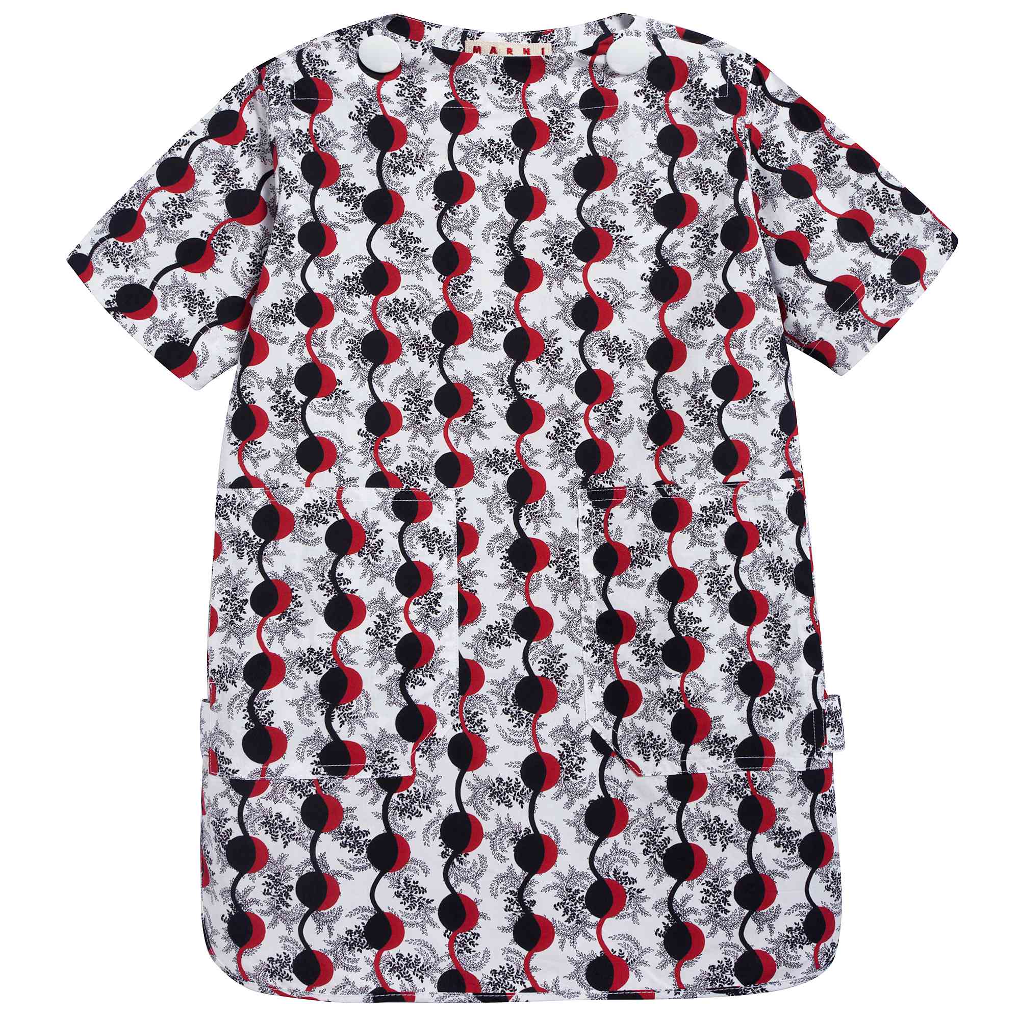 Girls White Printed Cotton Dress