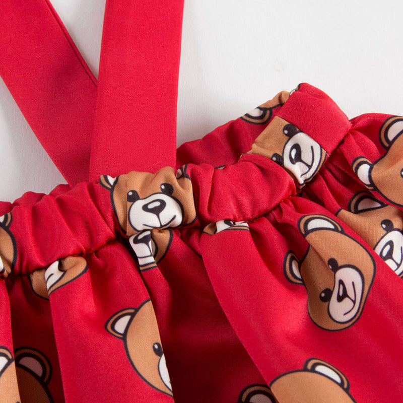 Baby Girls Red Teddy Printed Skirt