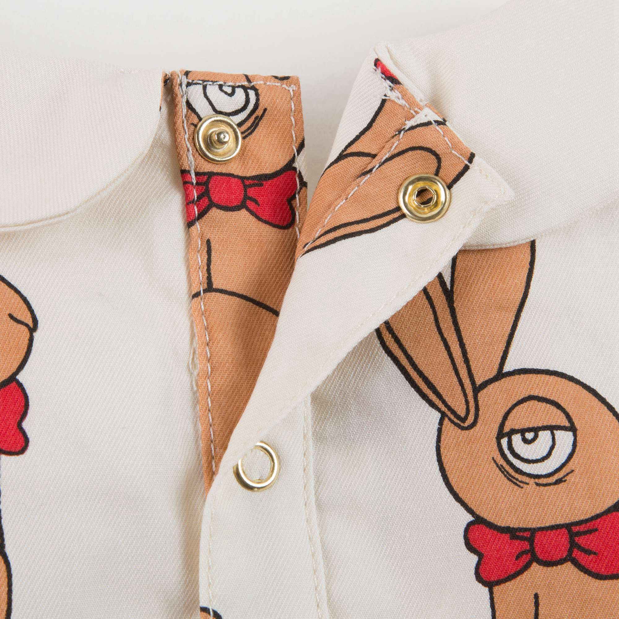 Girls Beige Rabbit Woven Cotton Dress