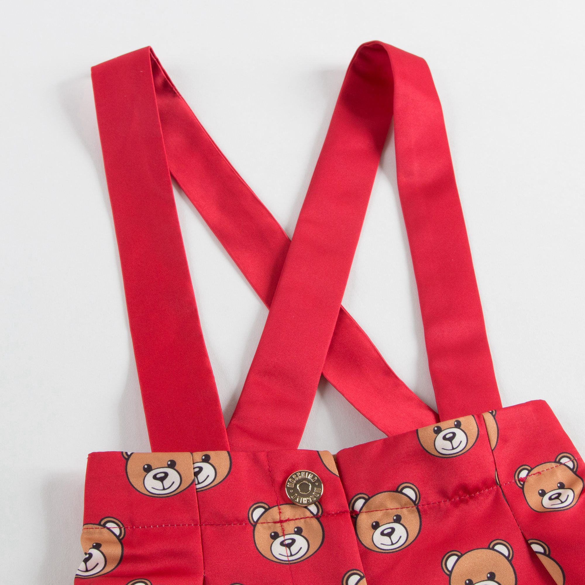 Girls Red Teddy Printed Shorts