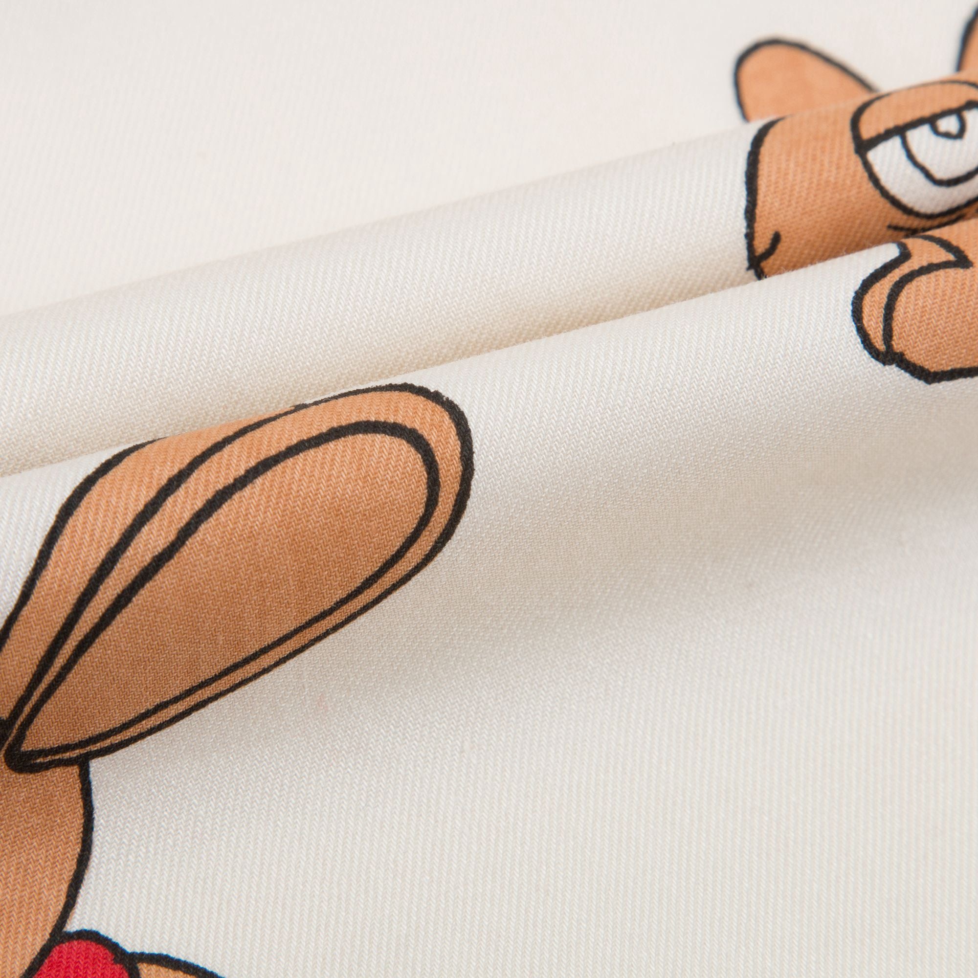 Girls Beige Rabbit Woven Cotton Dress
