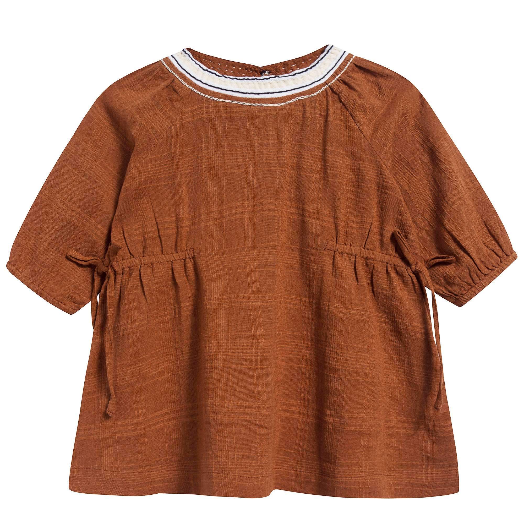 Baby Girls Camel Cotton Woven Dress