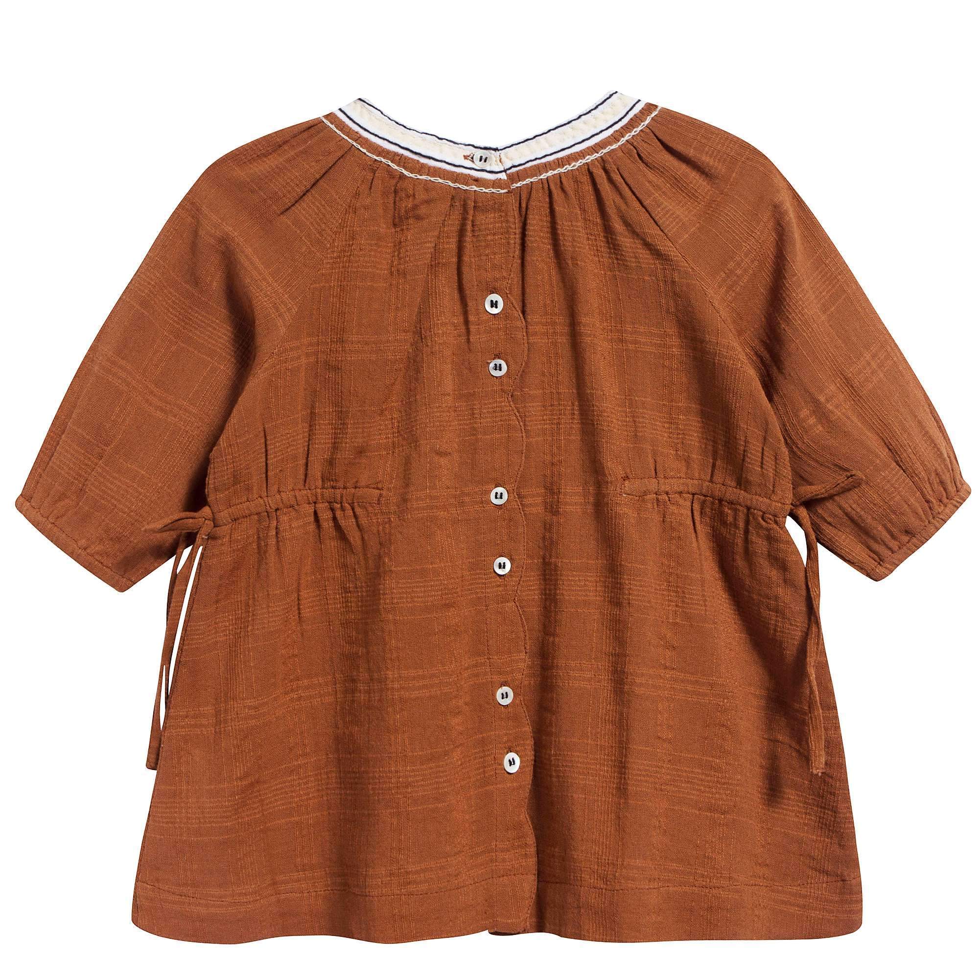 Baby Girls Camel Cotton Woven Dress