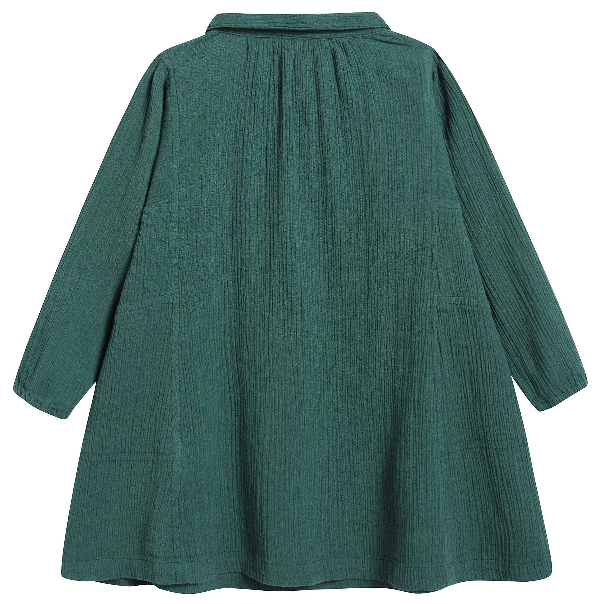 Baby Girls Dark Green Silk Woven Dress