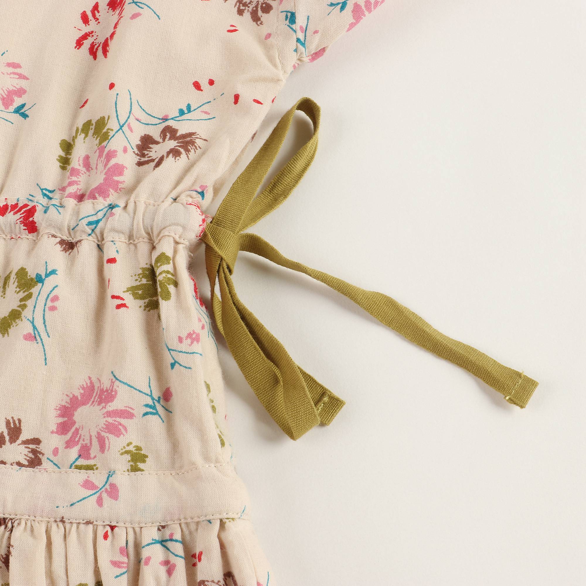 Girls Painted Flower Print Cotton Gress