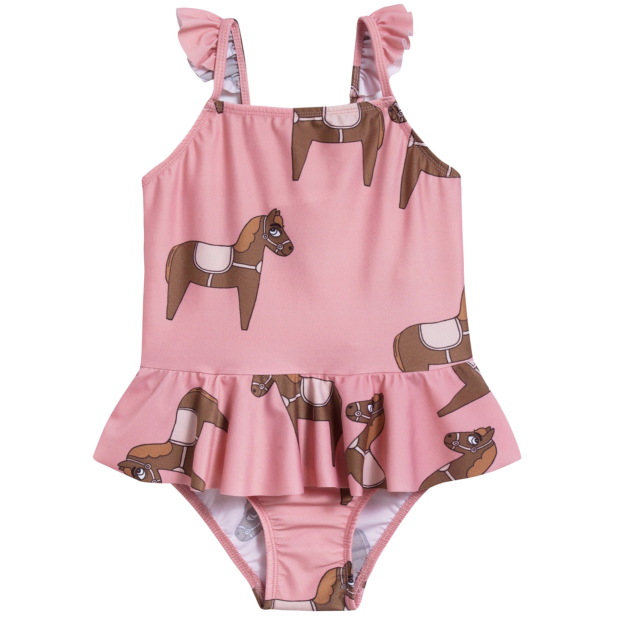 Girls Pink Horse Skirt Swimsuit