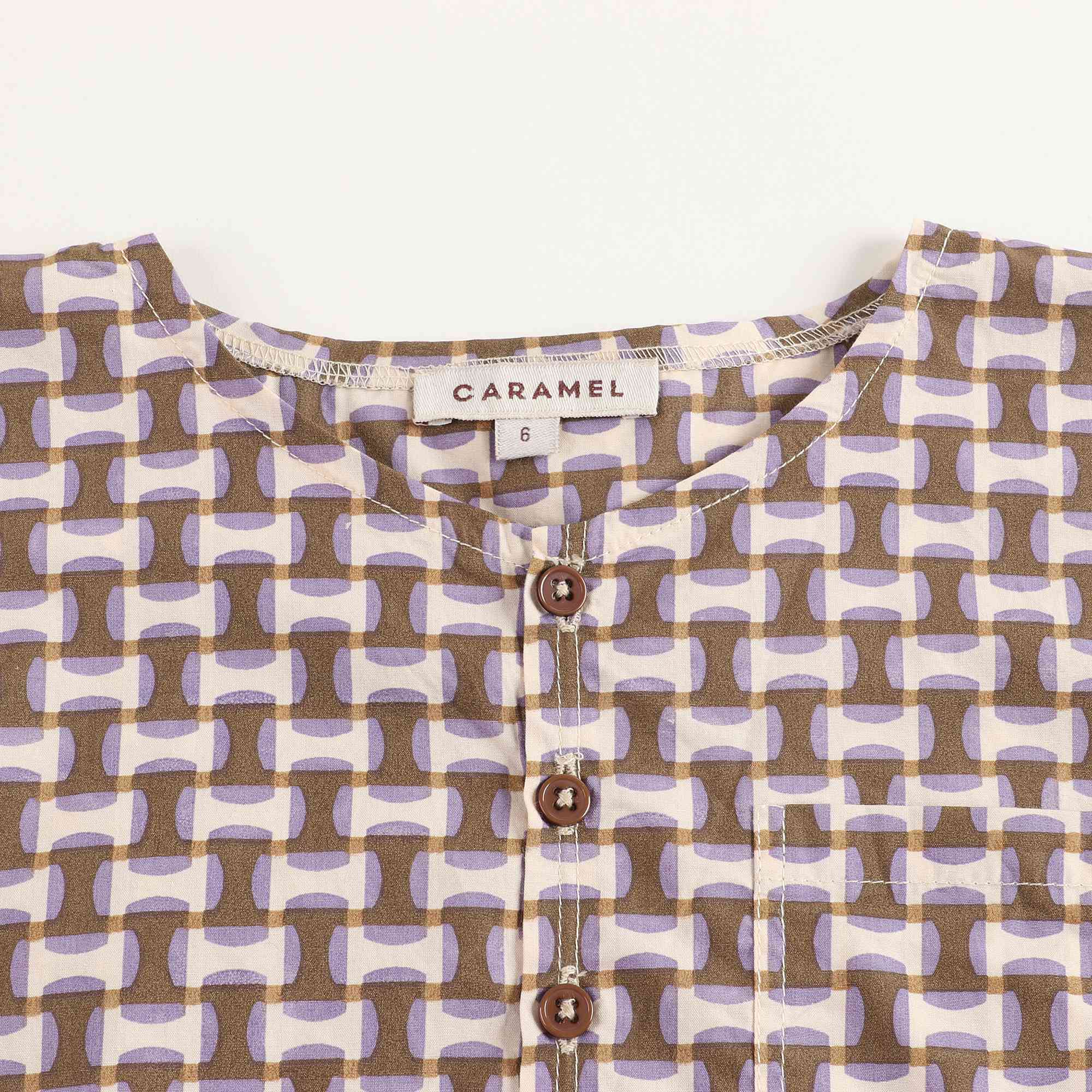 Girls Lilac Geo Print Cotton Top
