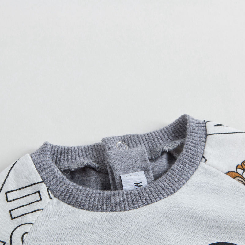 Baby White & Grey Toy Printed Babygrow 3 Piece Set