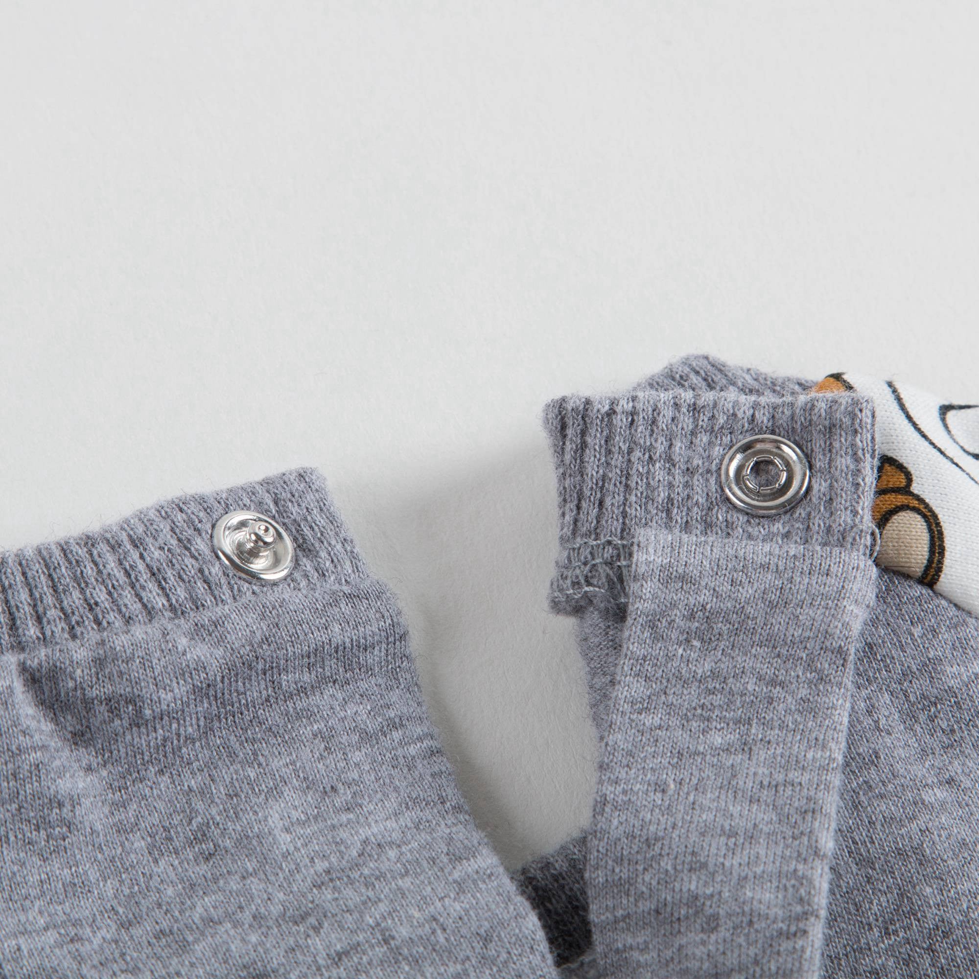 Baby White & Grey Toy Printed Babygrow 3 Piece Set