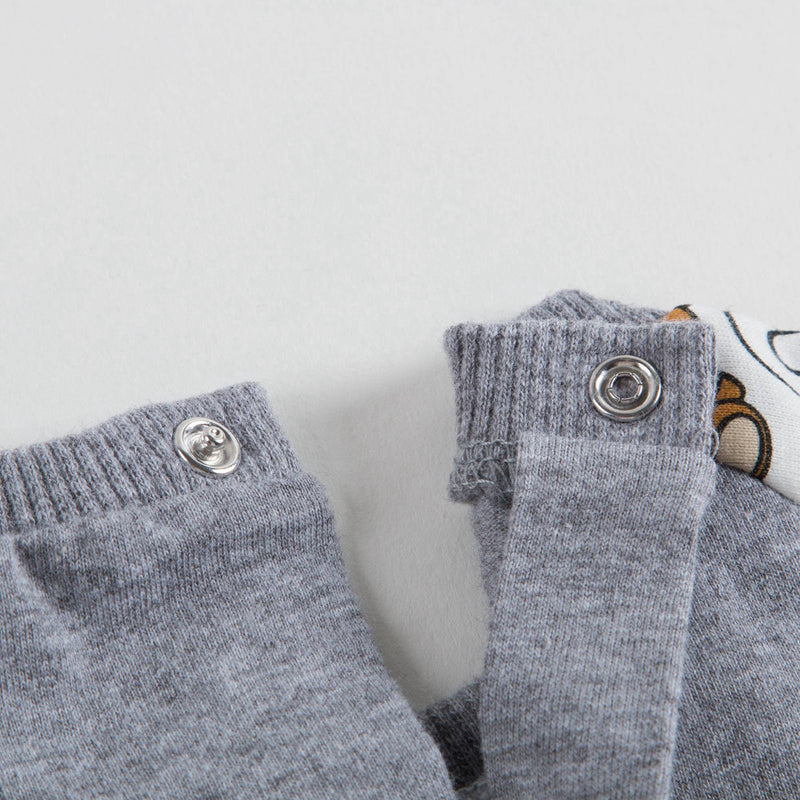 Baby White & Grey Toy Printed Babygrow 3 Piece Set