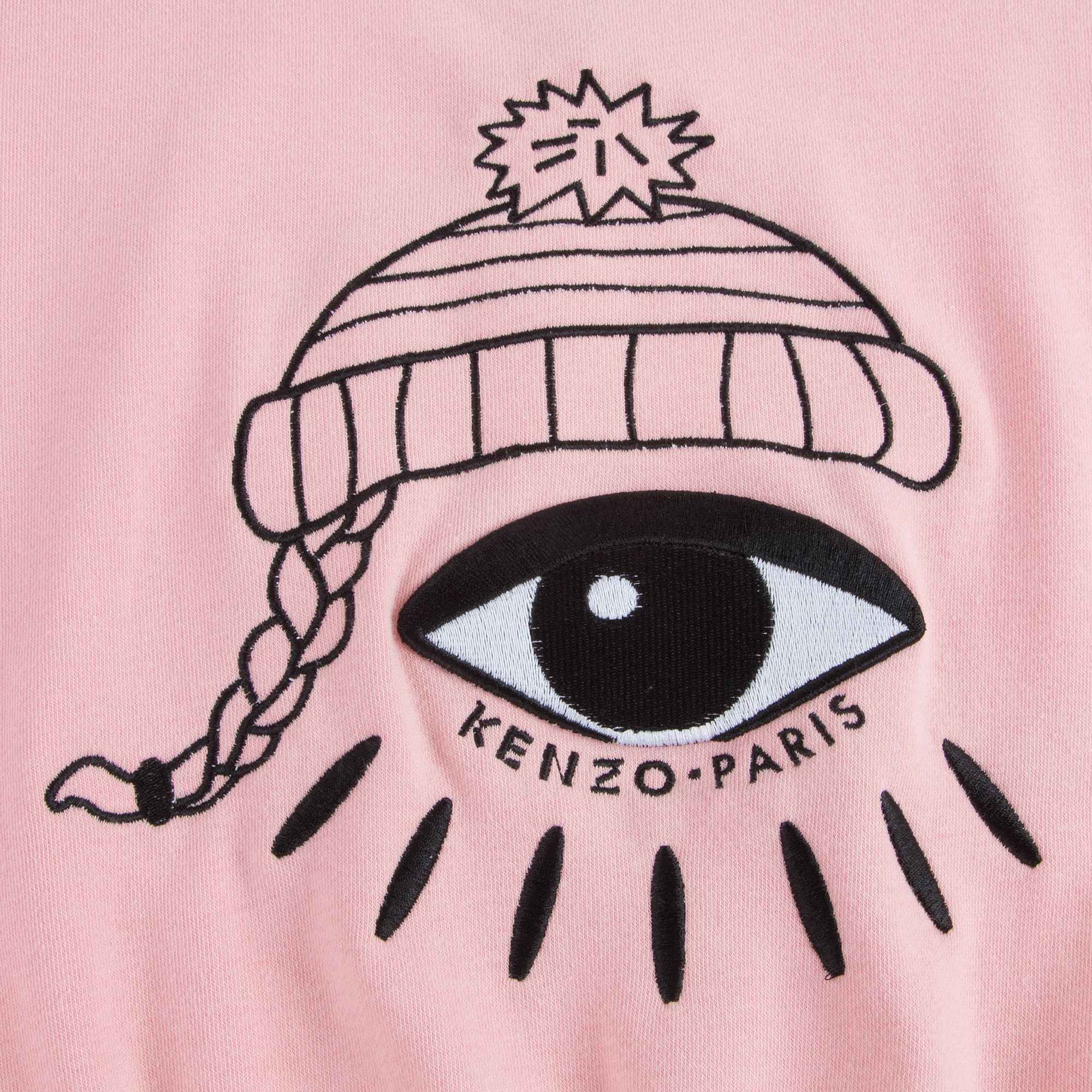 Girls Middle Pink With Eyes Cotton Sweatshirt