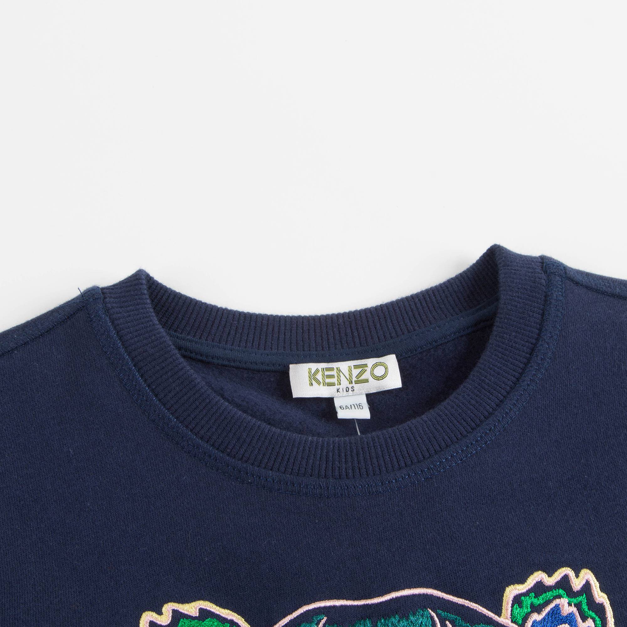 Girls Navy Tiger Cotton Sweatshirt