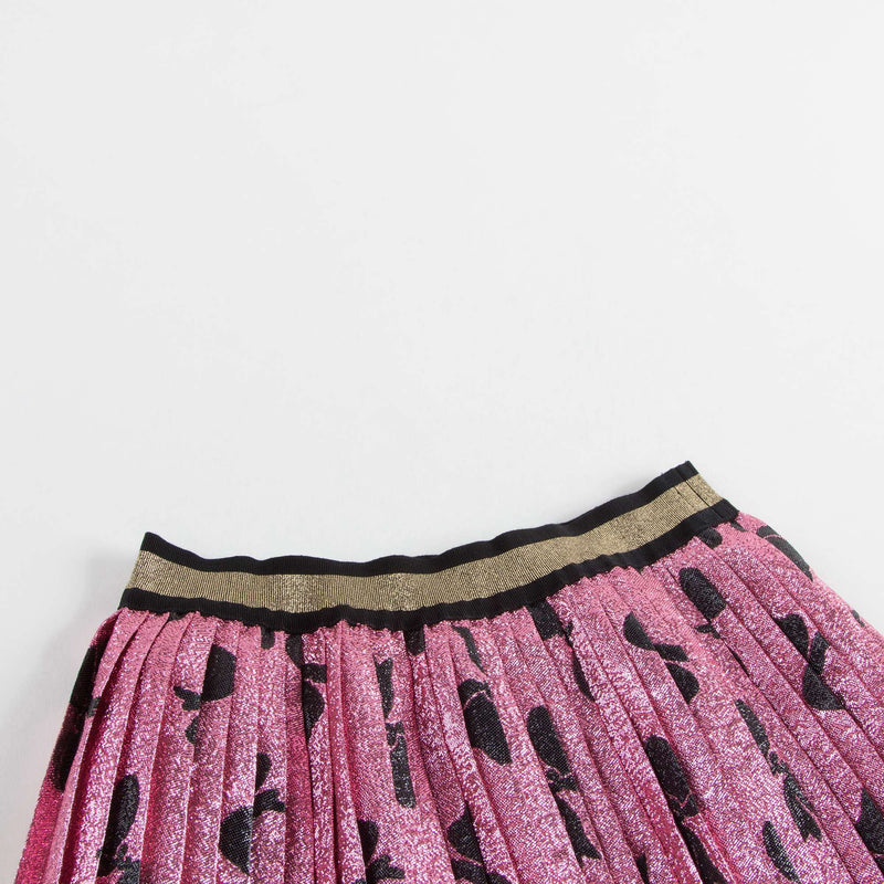 Girls Pink Silk Lurex Skirt