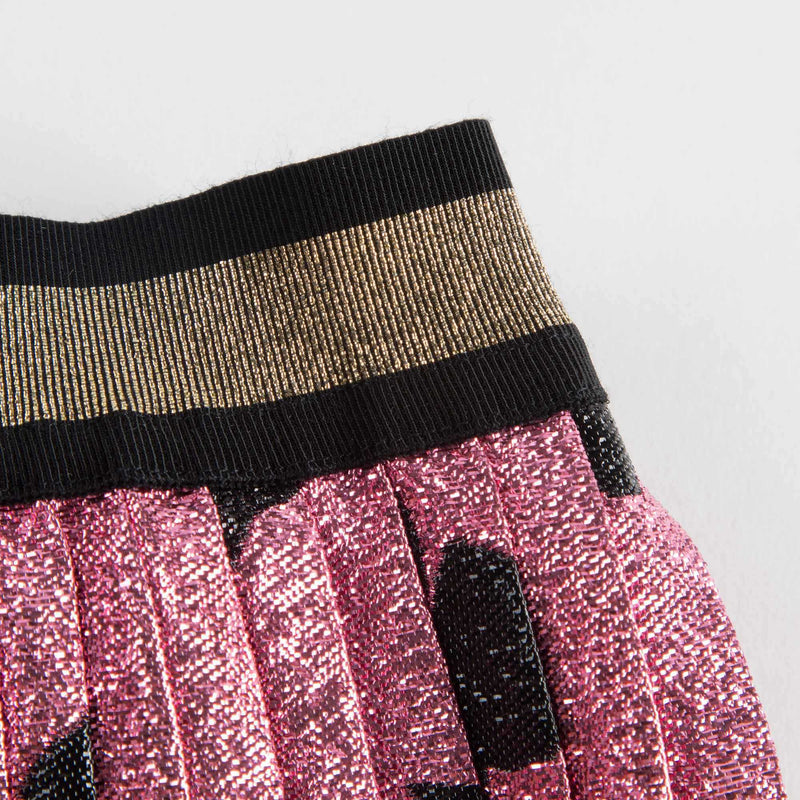 Girls Pink Silk Lurex Skirt