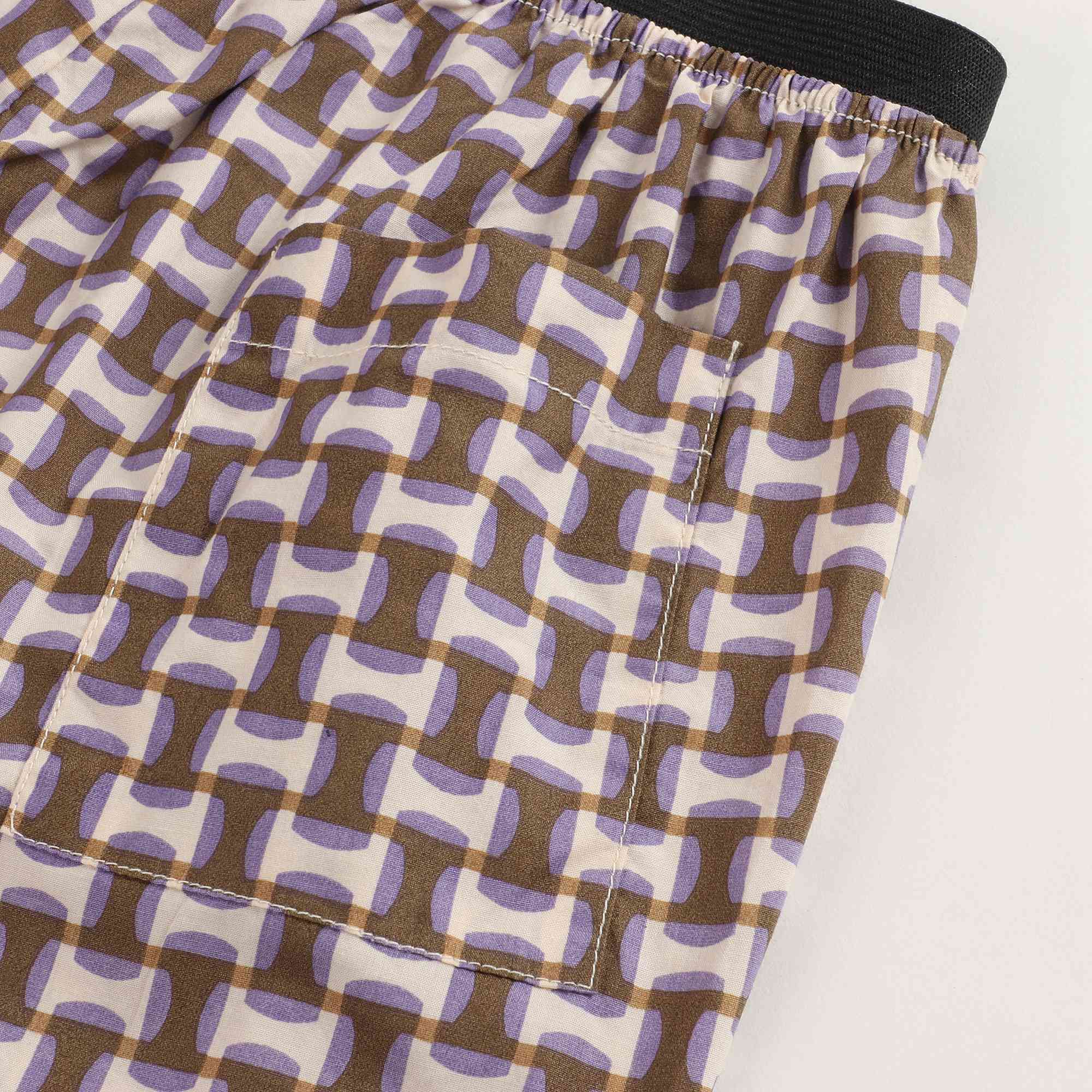 Baby Lilac Geo Print Cotton Shorts