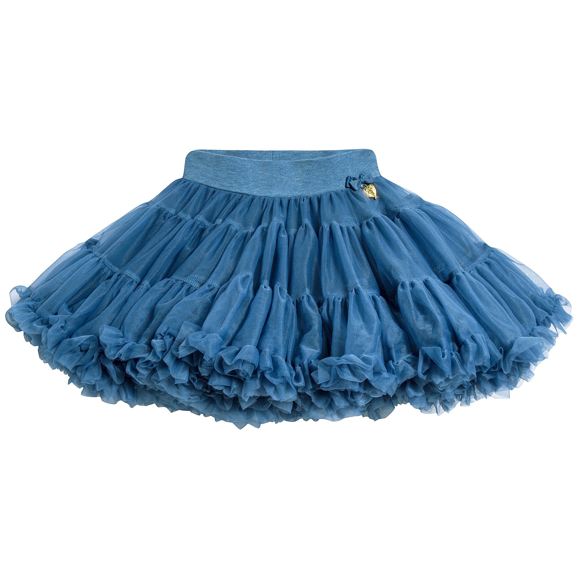 Girls Denim Blue Nylon Knitted Skirt